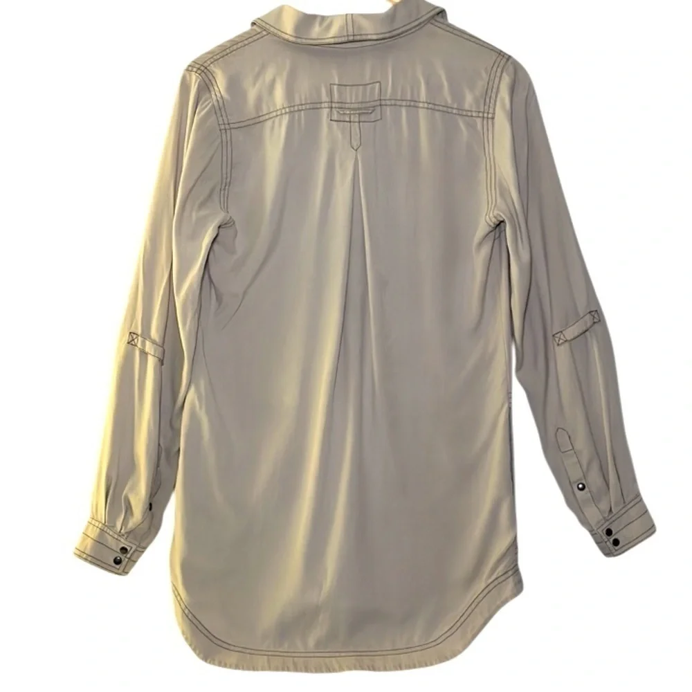 GoSilk Silk Tunic Blouse Tan Size Small